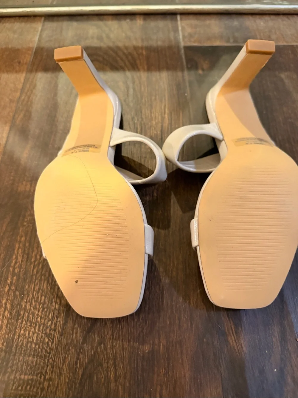 Minimalist Cream Double-Strap Block Heel Sandals
